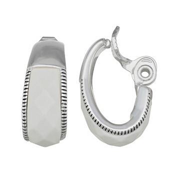 Napier Silver Tone Seasonal Color Hoop Clip-On Earrings