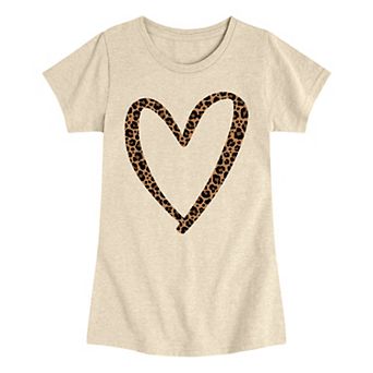 Girls 7-16 Leopard Print Heart Outline Graphic Tee