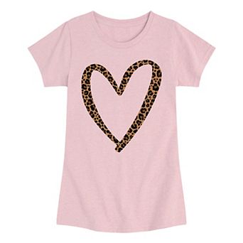 Girls 7-16 Leopard Print Heart Outline Graphic Tee