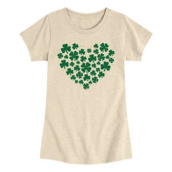 Girls 7-16 Leopard Print Shamrock & Clover Heart Graphic Tee