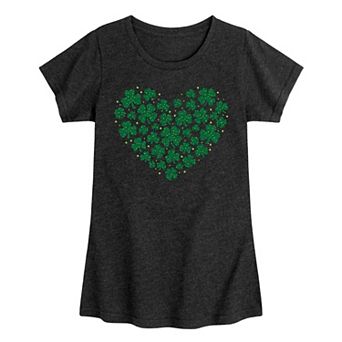 Girls 7-16 Leopard Print Shamrock & Clover Heart Graphic Tee