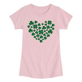 Girls 7-16 Leopard Print Shamrock & Clover Heart Graphic Tee