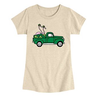 Girls 7-16 St. Patrick's Day Flamingo Truck Graphic Tee