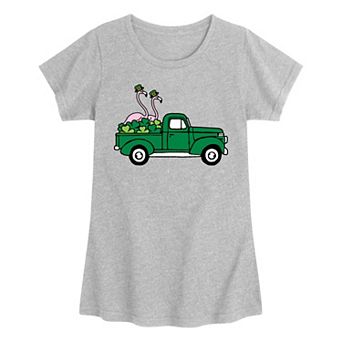 Girls 7-16 St. Patrick's Day Flamingo Truck Graphic Tee