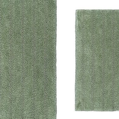Stylish And Comfortable Traditional Linear Design 2 PC Cotton Bath Rug Set 20"x30" & 24"x40"