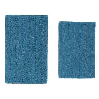 Stylish And Comfortable Traditional Linear Design 2 pc Cotton Bath Rug Set 20"x30" & 24"x40"
