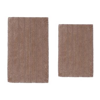 Stylish And Comfortable Traditional Linear Design 2 pc Cotton Bath Rug Set 20"x30" & 24"x40"