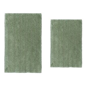 Stylish And Comfortable Traditional Linear Design 2 pc Cotton Bath Rug Set 20"x30" & 24"x40"