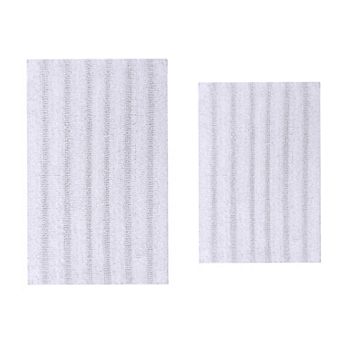 Stylish And Comfortable Traditional Linear Design 2 pc Cotton Bath Rug Set 20"x30" & 24"x40"