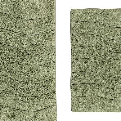 Stylish Comfortable Traditional New Tile Design 2 PC Cotton Bath Rug Set 17" X 24" & 21" X 34"