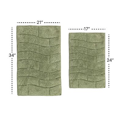 Stylish Comfortable Traditional New Tile Design 2 PC Cotton Bath Rug Set 17" X 24" & 21" X 34"