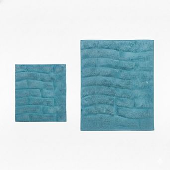 Stylish Comfortable Traditional New Tile Design 2 pc Cotton Bath Rug Set 17" X 24" & 21" X 34"