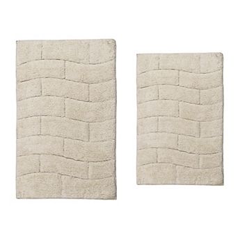 Stylish Comfortable Traditional New Tile Design 2 pc Cotton Bath Rug Set 17" X 24" & 21" X 34"