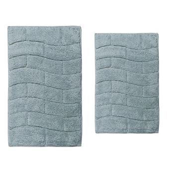 Stylish Comfortable Traditional New Tile Design 2 pc Cotton Bath Rug Set 17" X 24" & 21" X 34"