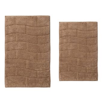 Stylish Comfortable Traditional New Tile Design 2 pc Cotton Bath Rug Set 17" X 24" & 21" X 34"