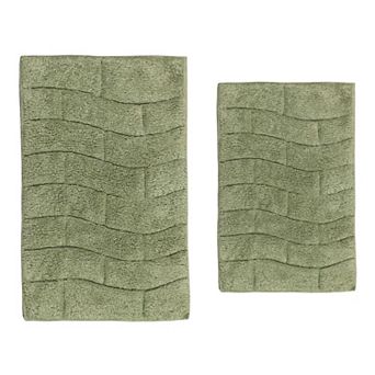 Stylish Comfortable Traditional New Tile Design 2 pc Cotton Bath Rug Set 17" X 24" & 21" X 34"