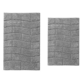 Stylish Comfortable Traditional New Tile Design 2 pc Cotton Bath Rug Set 17" X 24" & 21" X 34"