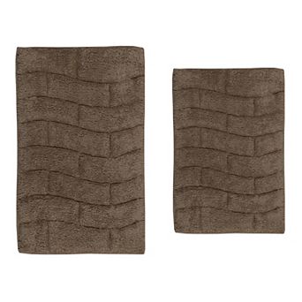 Stylish Comfortable Traditional New Tile Design 2 pc Cotton Bath Rug Set 17" X 24" & 21" X 34"