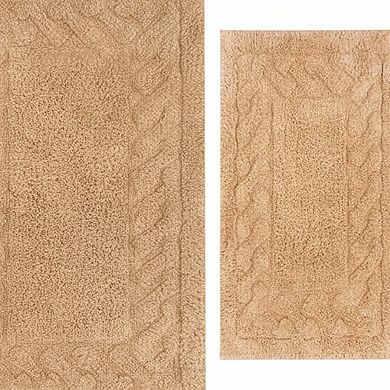 Stylish And Comfortable Traditional Chain Design 2 PC Cotton Bath Rug Set 20"x30" & 24"x40"
