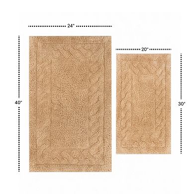 Stylish And Comfortable Traditional Chain Design 2 PC Cotton Bath Rug Set 20"x30" & 24"x40"