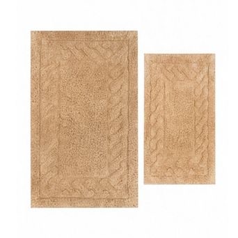 Stylish And Comfortable Traditional Chain Design 2 pc Cotton Bath Rug Set 20"x30" & 24"x40"