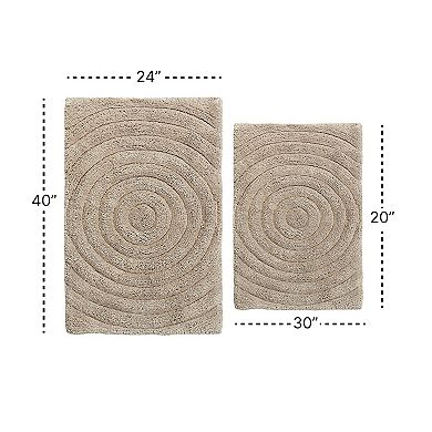 Stylish And Comfortable Traditional Echo Design 2 PC Cotton Bath Rug Set 20"x30" & 24"x40"