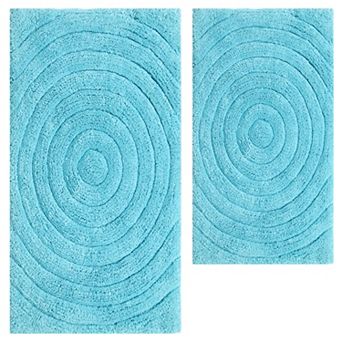 Stylish And Comfortable Traditional Echo Design 2 pc Cotton Bath Rug Set 20"x30" & 24"x40"