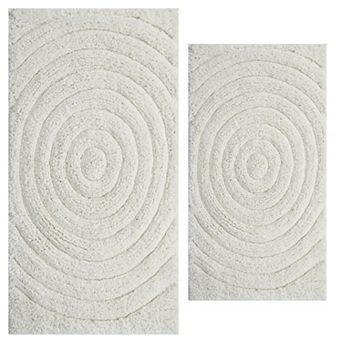 Stylish And Comfortable Traditional Echo Design 2 pc Cotton Bath Rug Set 20"x30" & 24"x40"