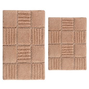 Stylish And Comfortable Traditional Echo Design 2 pc Cotton Bath Rug Set 20"x30" & 24"x40"
