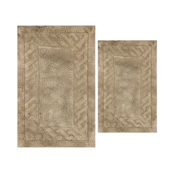Stylish And Comfortable Traditional Chain Design 2 pc Cotton Bath Rug Set 17"x24" & 21"x34"