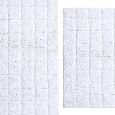 Stylish And Comfortable Traditional Summer Tile Design 2 PC Cotton Bath Rug Set 20"x30" & 24"x40"