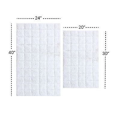 Stylish And Comfortable Traditional Summer Tile Design 2 PC Cotton Bath Rug Set 20"x30" & 24"x40"