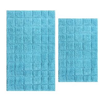 Stylish And Comfortable Traditional Summer Tile Design 2 pc Cotton Bath Rug Set 20"x30" & 24"x40"