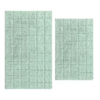 Stylish And Comfortable Traditional Summer Tile Design 2 pc Cotton Bath Rug Set 20"x30" & 24"x40"