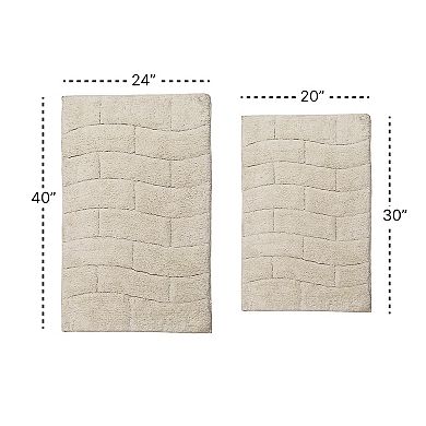 Stylish Comfortable Traditional New Tile Design 2 PC Cotton Bath Rug Set 20" X 30" & 24" X 40"