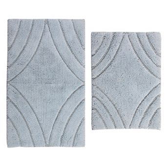 Stylish And Comfortable Traditional Diamond Design 2 pc Cotton Bath Rug Set 20"x30" & 24"x40"