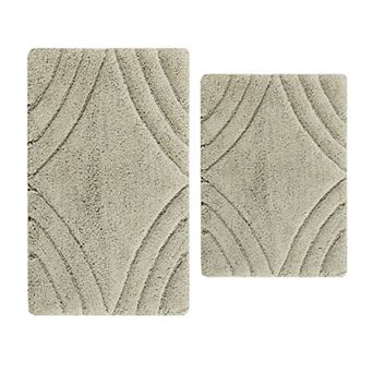 Stylish And Comfortable Traditional Diamond Design 2 pc Cotton Bath Rug Set 20"x30" & 24"x40"