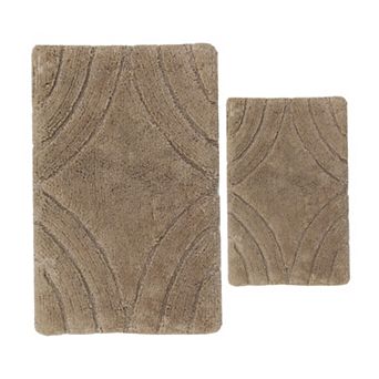 Stylish And Comfortable Traditional Diamond Design 2 pc Cotton Bath Rug Set 20"x30" & 24"x40"