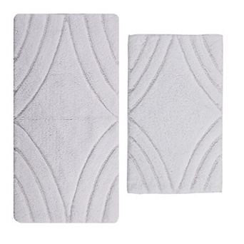 Stylish And Comfortable Traditional Diamond Design 2 pc Cotton Bath Rug Set 20"x30" & 24"x40"