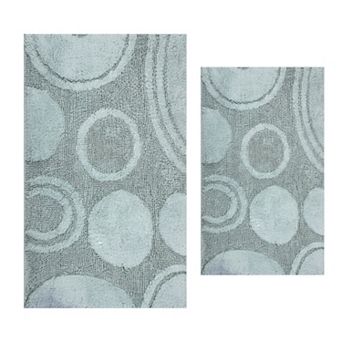 Stylish And Comfortable Traditional Orbit Design 2 pc Cotton Bath Rug Set 20"x30" & 24"x40"