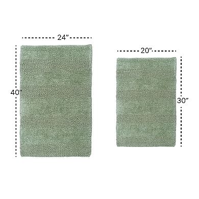 Stylish Comfortable Traditional Wide Cut Design 2 PC Cotton Bath Rug Set 20" X 30" & 24" X 40"