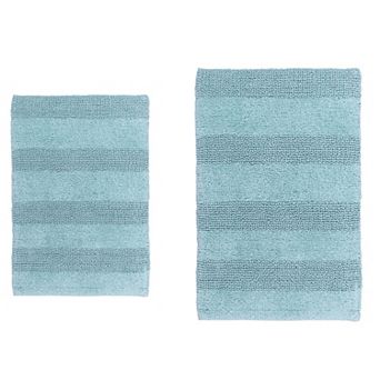 Stylish Comfortable Traditional Wide Cut Design 2 pc Cotton Bath Rug Set 20" X 30" & 24" X 40"