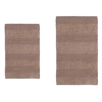 Stylish Comfortable Traditional Wide Cut Design 2 pc Cotton Bath Rug Set 20" X 30" & 24" X 40"