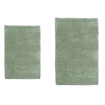 Stylish Comfortable Traditional Wide Cut Design 2 pc Cotton Bath Rug Set 20" X 30" & 24" X 40"