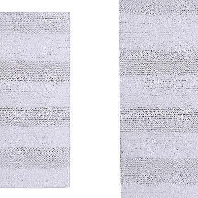 Stylish Comfortable Traditional Wide Cut Design 2 PC Cotton Bath Rug Set 17" X 24" & 21" X 34"