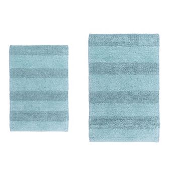 Stylish Comfortable Traditional Wide Cut Design 2 pc Cotton Bath Rug Set 17" X 24" & 21" X 34"