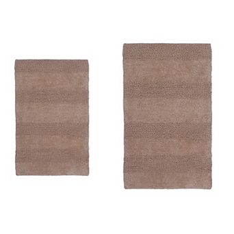 Stylish Comfortable Traditional Wide Cut Design 2 pc Cotton Bath Rug Set 17" X 24" & 21" X 34"
