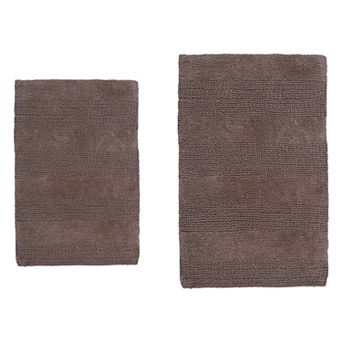 Stylish Comfortable Traditional Wide Cut Design 2 pc Cotton Bath Rug Set 17" X 24" & 21" X 34"