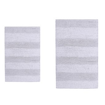 Stylish Comfortable Traditional Wide Cut Design 2 pc Cotton Bath Rug Set 17" X 24" & 21" X 34"