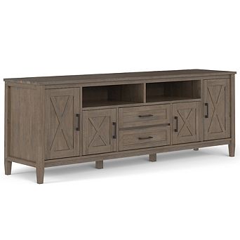 Simpli Home Ela Solid Wood 72 Inch Tv Media Stand In Smoky Brown For Tvs Up To 80 in